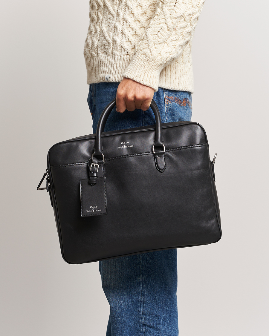 Homme | Ralph Lauren Holiday Gifting | Polo Ralph Lauren | Leather Commuter Bag Black