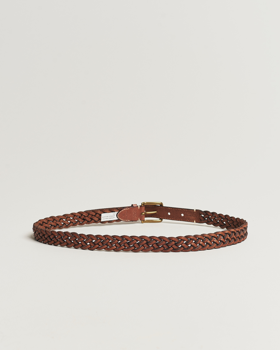 Homme | Polo Ralph Lauren Leather Braided Belt Saddle Brown | Polo Ralph Lauren | Leather Braided Belt Saddle Brown