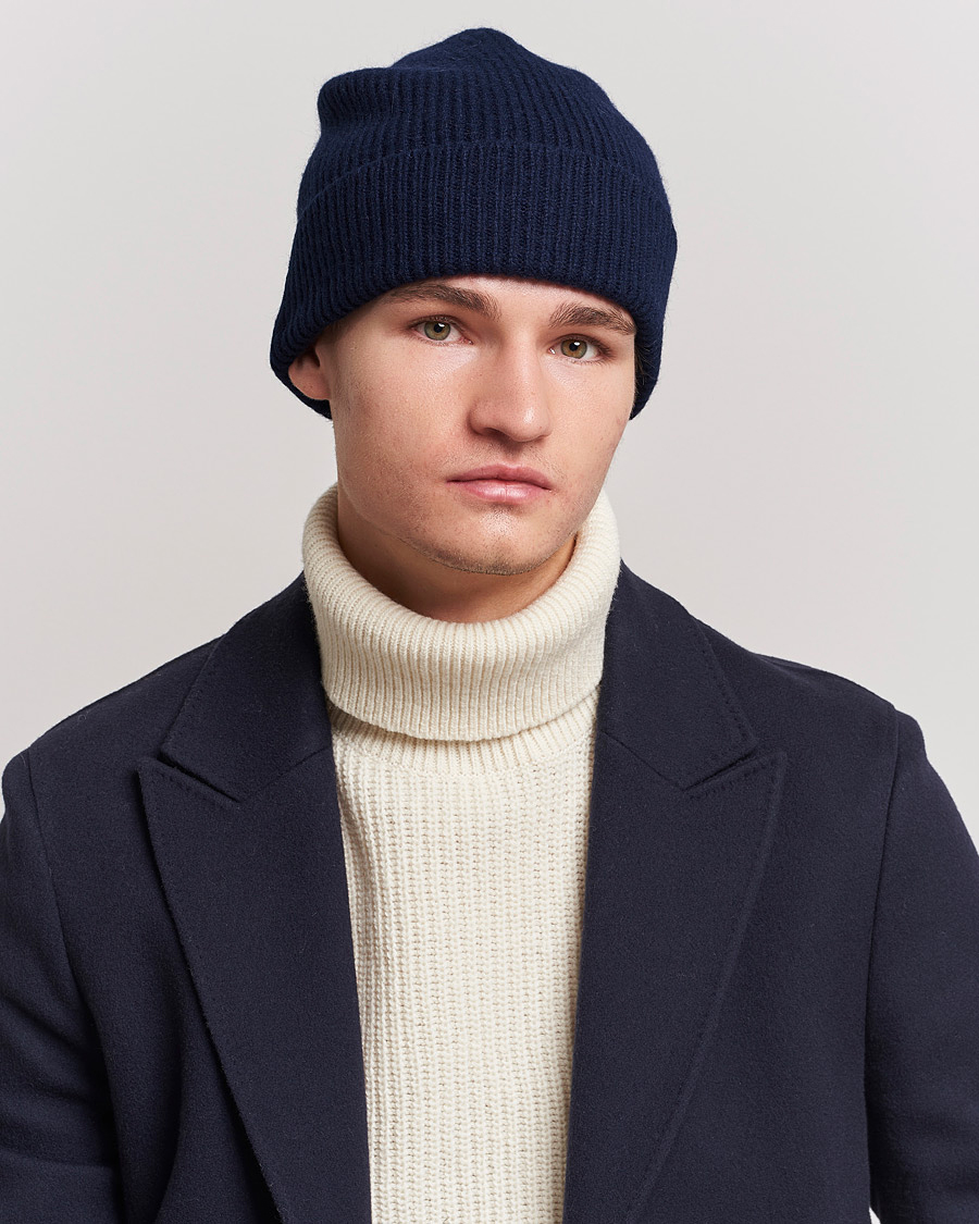 Homme | Bonnets | Le Bonnet | Lambswool/Caregora Beanie Midnight