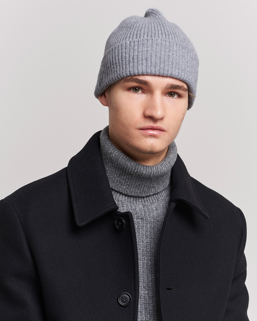 Homme | Bonnets | Le Bonnet | Lambswool/Caregora Beanie Smoke