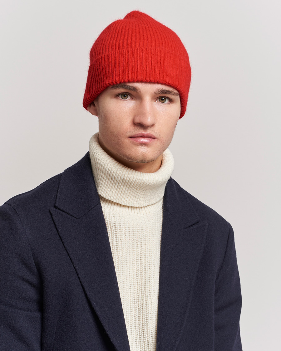 Homme | Le Bonnet Lambswool/Caregora Beanie Crimsom Red | Le Bonnet | Lambswool/Caregora Beanie Crimsom Red