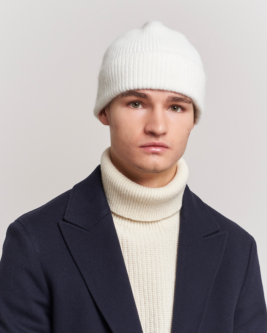 Homme | Bonnets | Le Bonnet | Lambswool/Caregora Beanie Snow