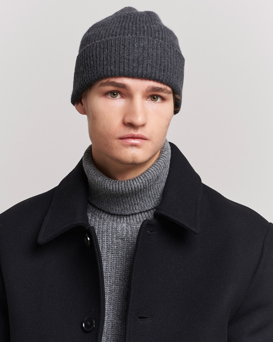 Homme | Bonnets | Le Bonnet | Lambswool/Caregora Beanie Graphite