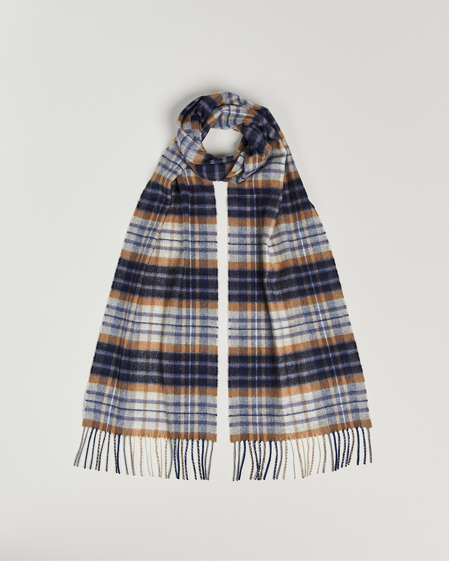 Homme | Johnstons of Elgin Cashmere Scarf Navy/Brown | Johnstons of Elgin | Cashmere Scarf Navy/Brown