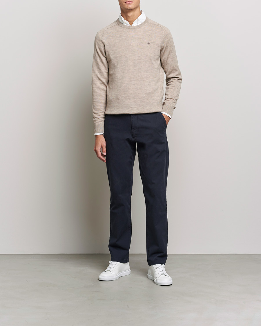 Homme | Pulls Et Tricots | Morris | Merino O-Neck Khaki Melange