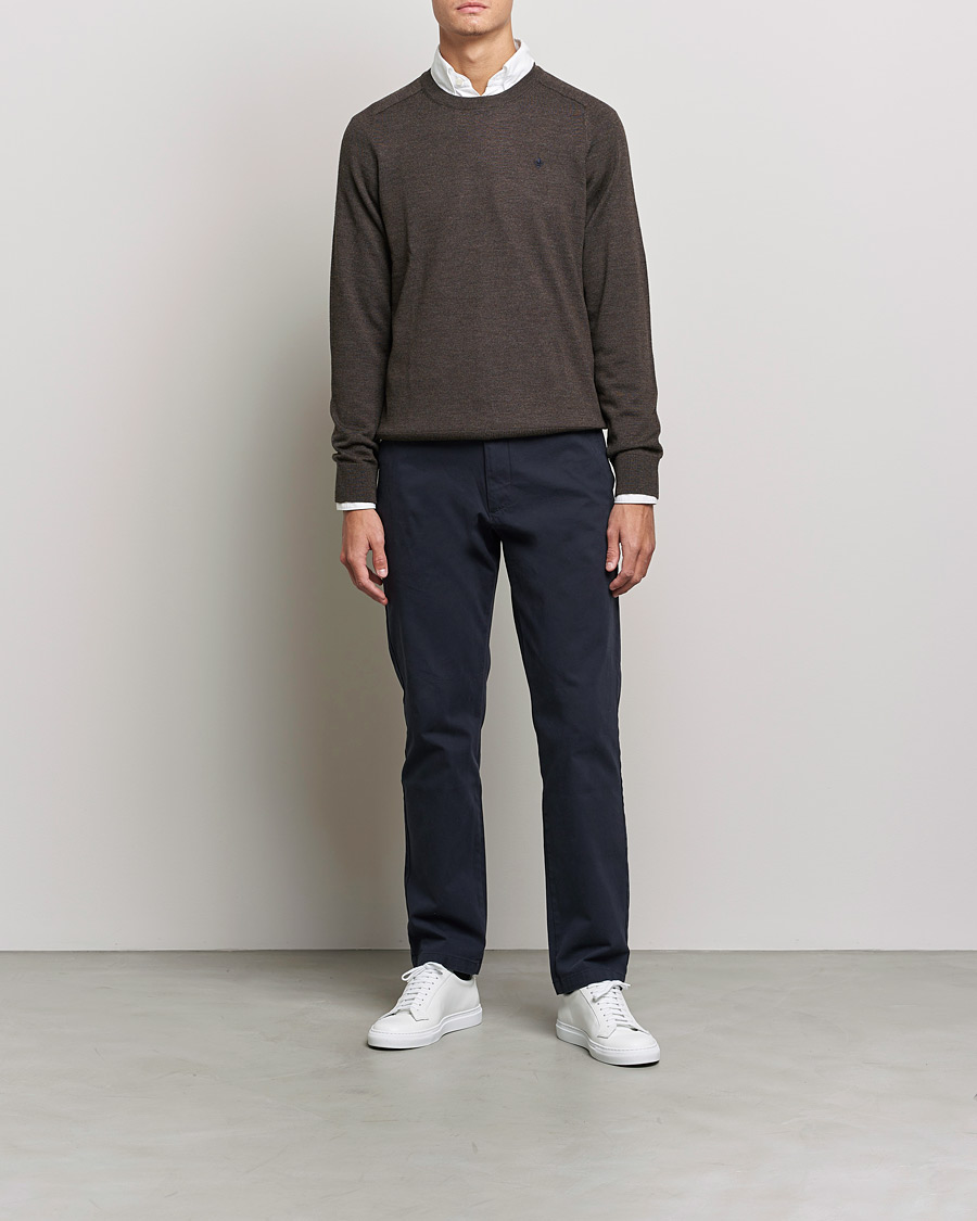 Homme | Pulls Et Tricots | Morris | Merino O-neck Brown Melange