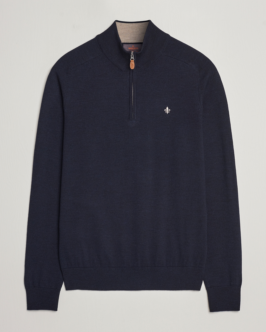 Homme | Pulls Et Tricots | Morris | John Merino Half Zip Navy