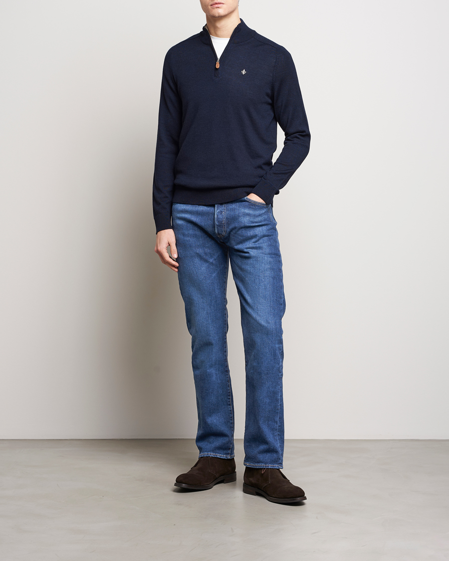 Homme | Pulls Et Tricots | Morris | John Merino Half Zip Navy