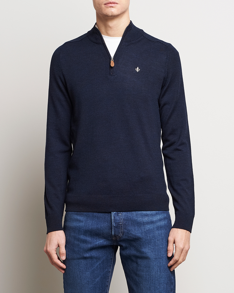 Homme | Pulls Et Tricots | Morris | John Merino Half Zip Navy