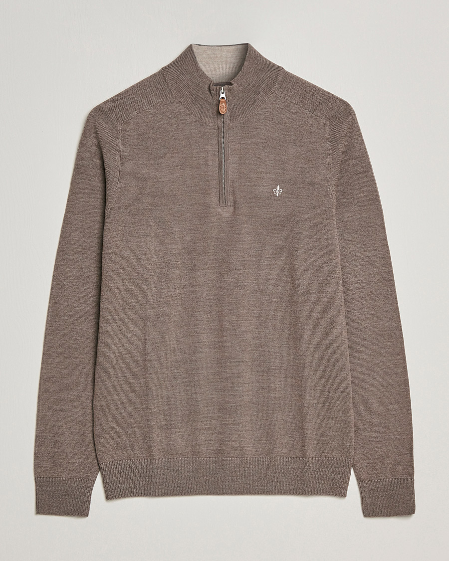 Homme | Pulls Et Tricots | Morris | John Merino Half Zip Light Brown