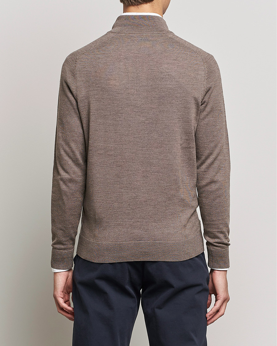 Homme | Pulls Et Tricots | Morris | John Merino Half Zip Light Brown