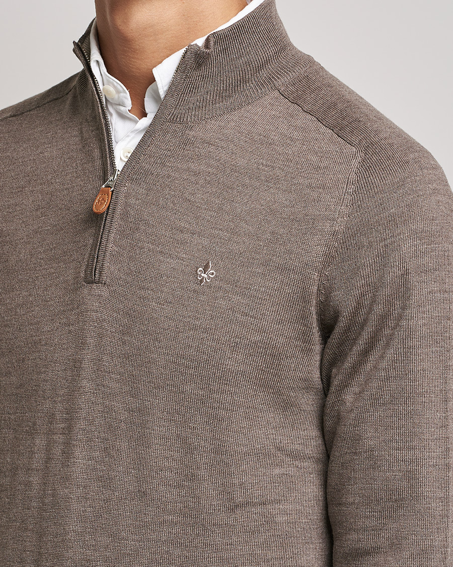 Homme | Pulls Et Tricots | Morris | John Merino Half Zip Light Brown