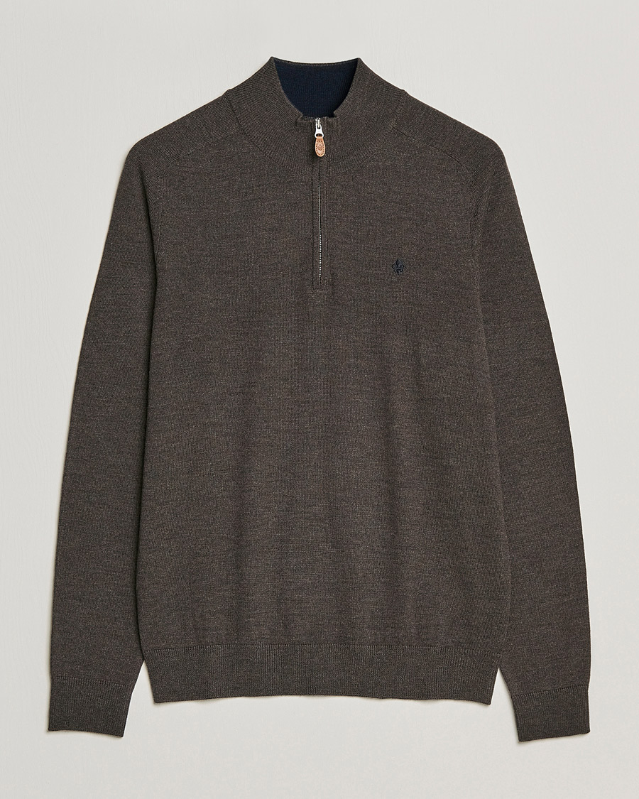 Homme | Pulls Et Tricots | Morris | John Merino Half Zip Dark Brown