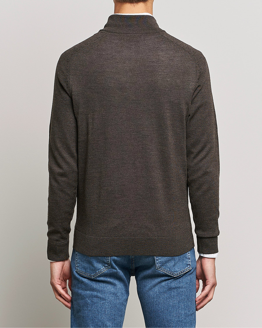 Homme | Pulls Et Tricots | Morris | John Merino Half Zip Dark Brown