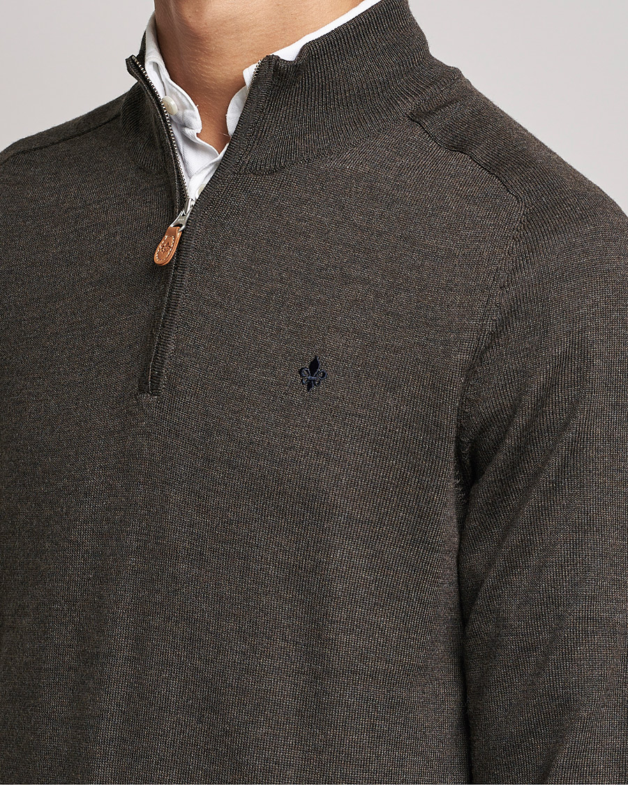 Homme | Pulls Et Tricots | Morris | John Merino Half Zip Dark Brown