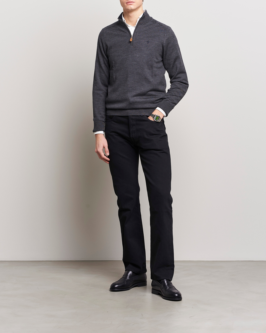 Homme | Pulls Et Tricots | Morris | John Merino Half Zip Dark Grey
