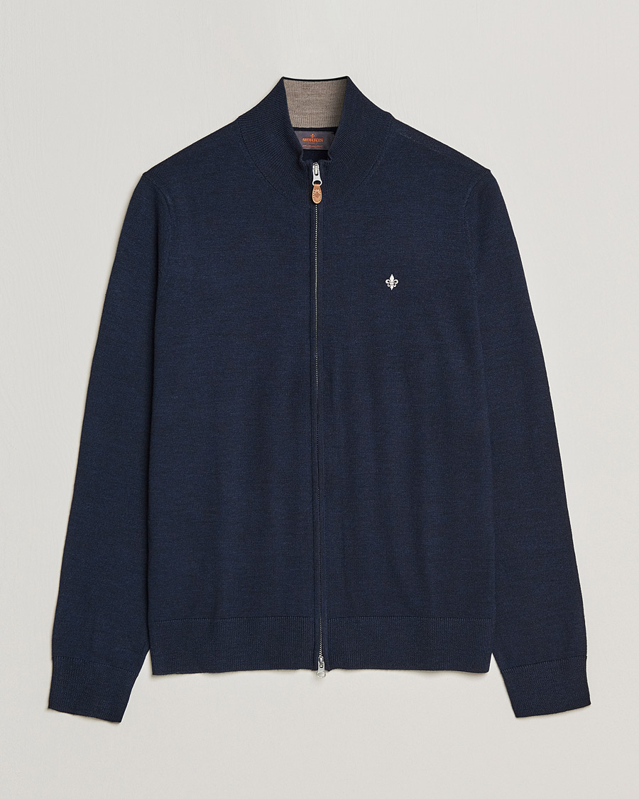 Homme | Pulls Et Tricots | Morris | Merino Zip Cardigan Navy