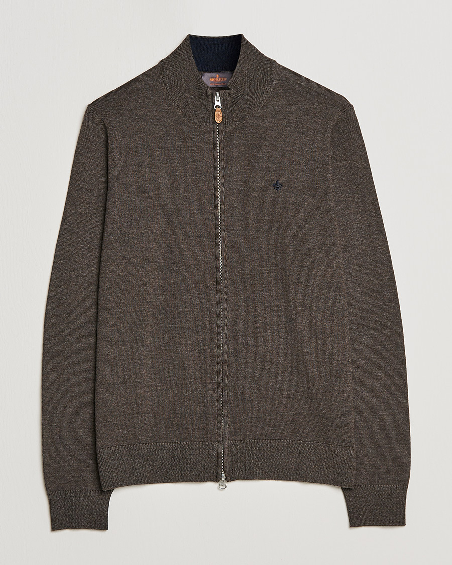 Homme | Pulls Et Tricots | Morris | Merino Full Zip Cardigan Dark Brown