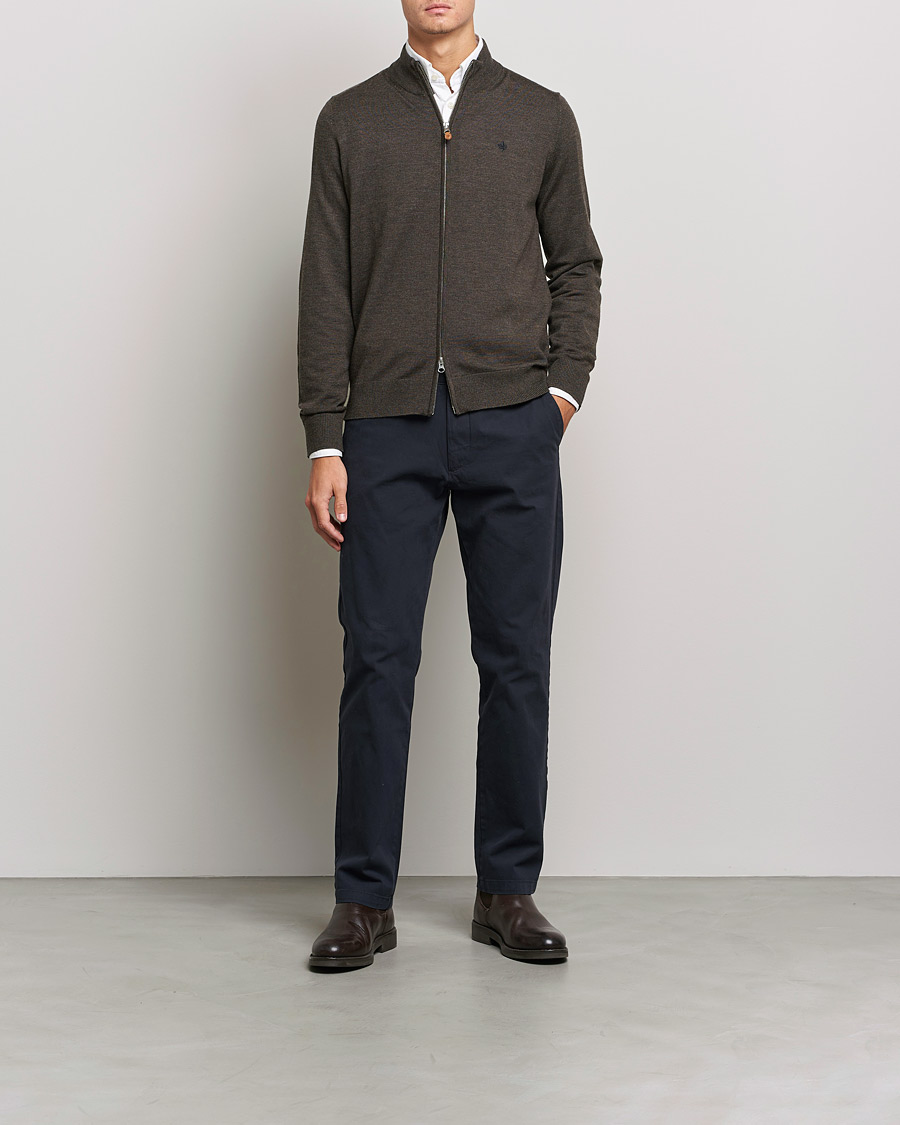 Homme | Pulls Et Tricots | Morris | Merino Full Zip Cardigan Dark Brown