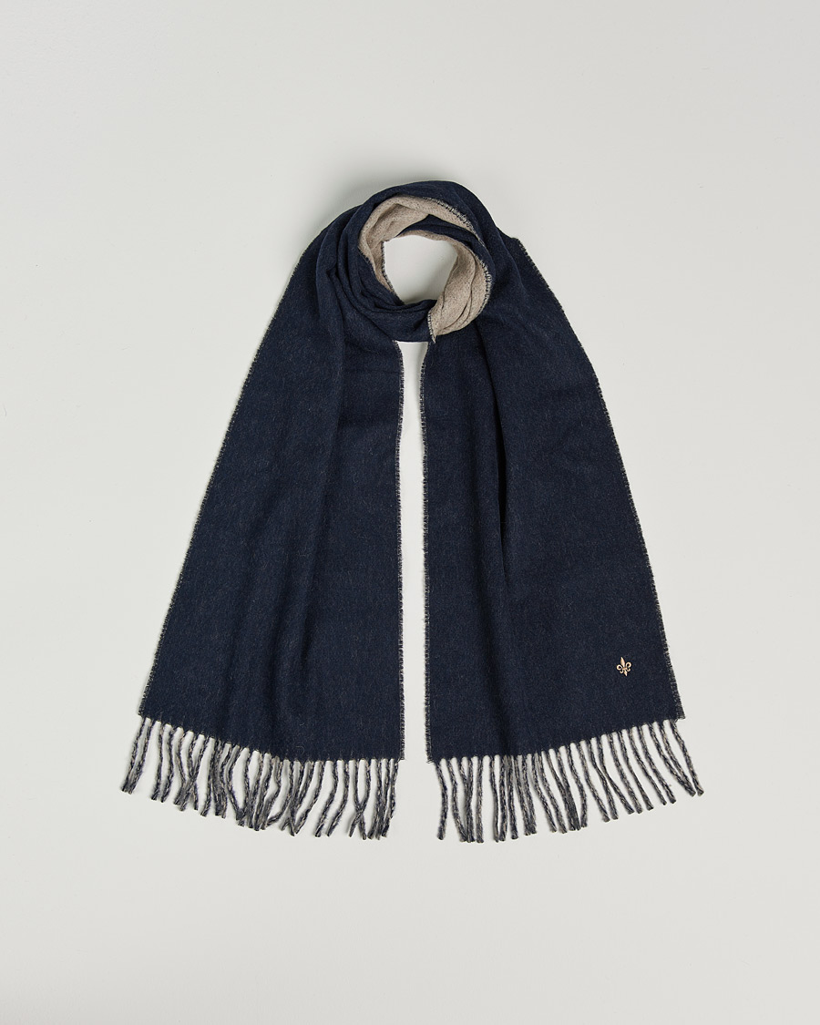 Homme | Morris Double Face Wool Scarf Navy/Beige | Morris | Double Face Wool Scarf Navy/Beige