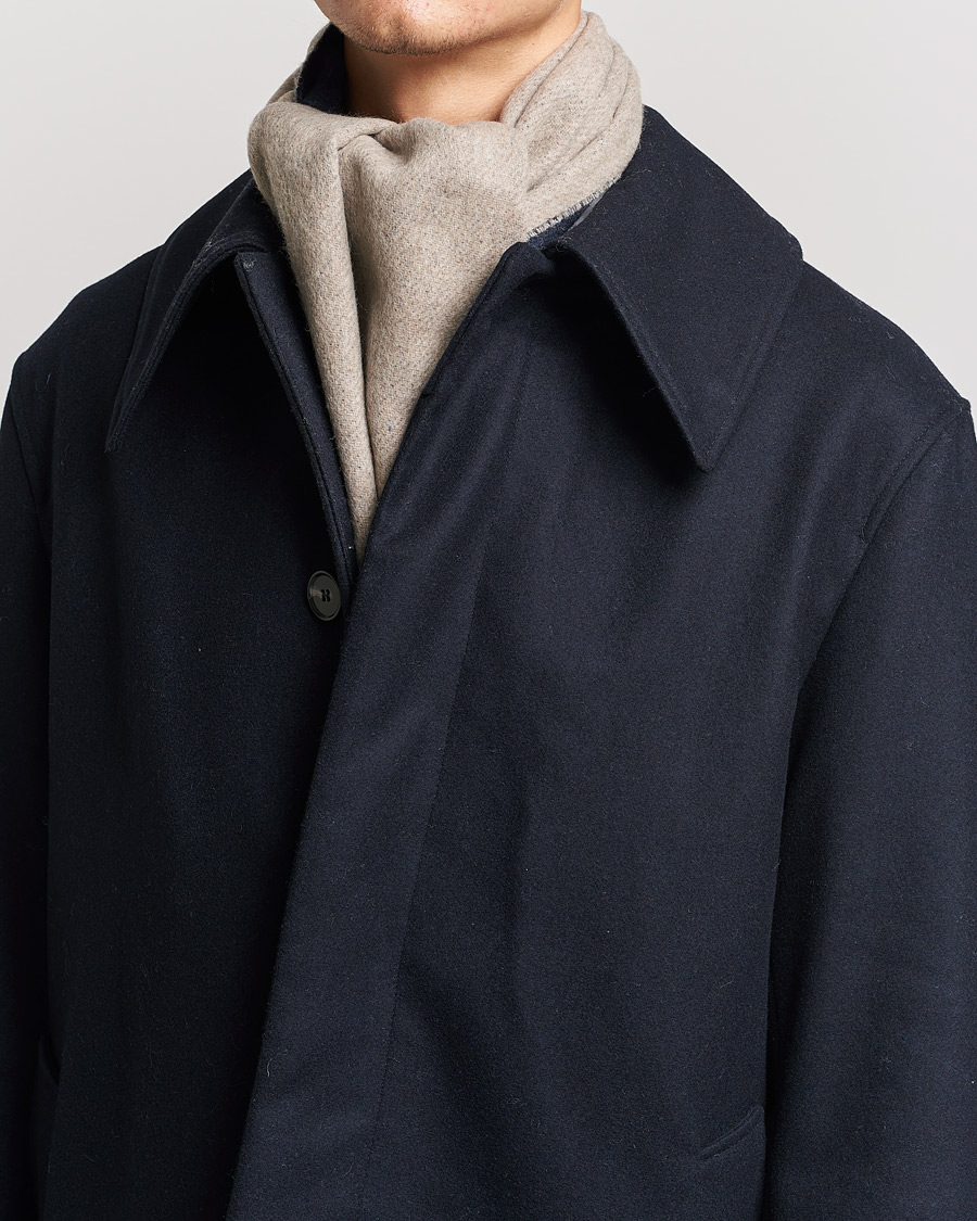 Homme | Morris Double Face Wool Scarf Navy/Beige | Morris | Double Face Wool Scarf Navy/Beige