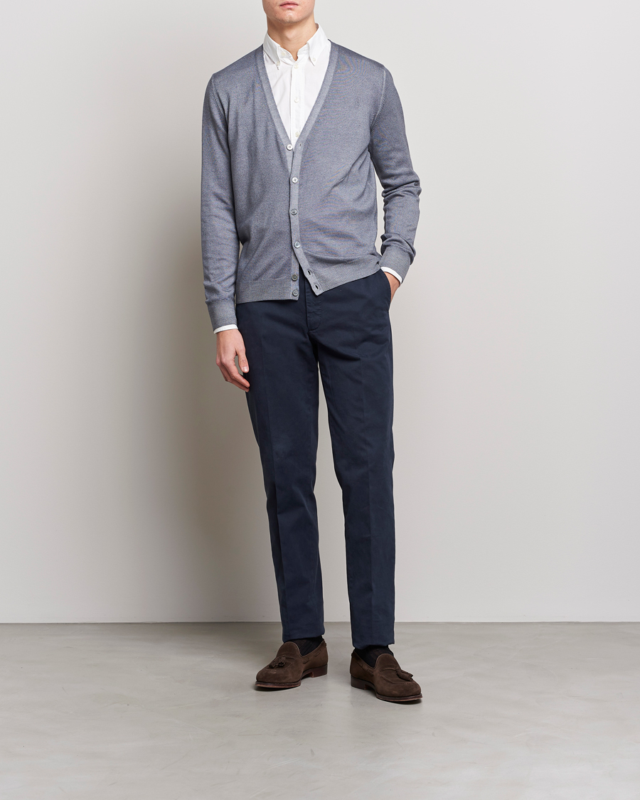 Homme | Pulls Et Tricots | Gran Sasso | Vintage Merino Fashion Fit Cardigan Light Grey