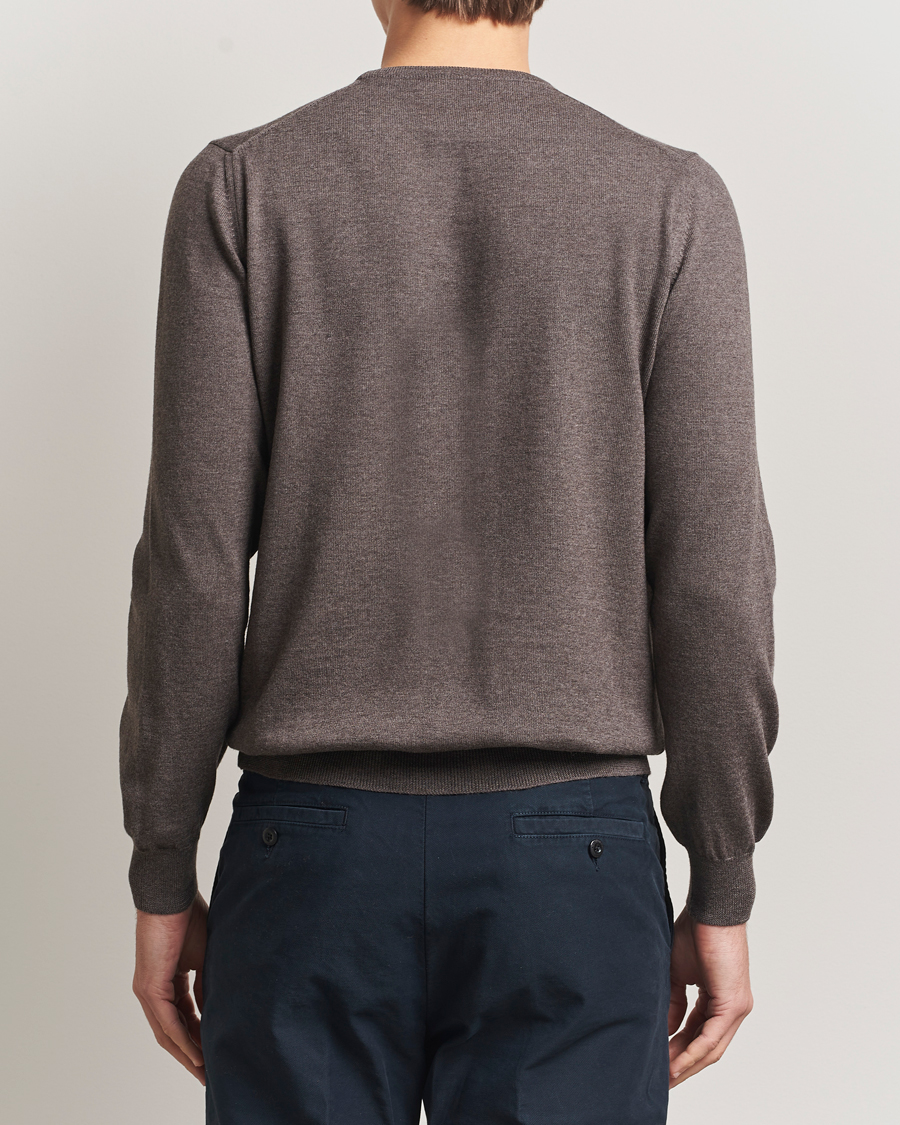 Homme | Pulls Et Tricots | Gran Sasso | Merino Fashion Fit Crew Neck Pullover Brown Melange