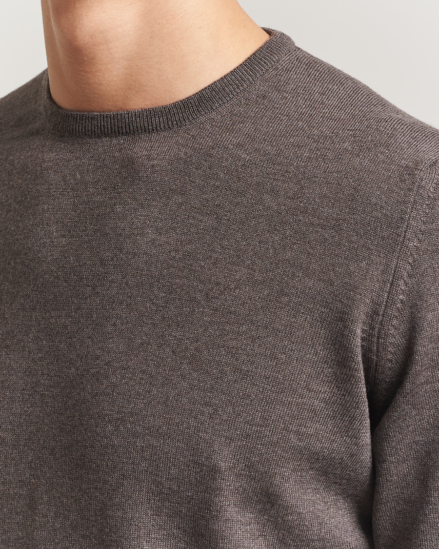 Homme | Pulls Et Tricots | Gran Sasso | Merino Fashion Fit Crew Neck Pullover Brown Melange