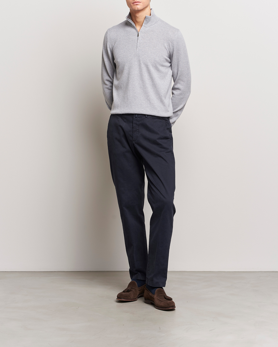 Homme | Pulls Et Tricots | Gran Sasso | Wool/Cashmere Half Zip Light Grey