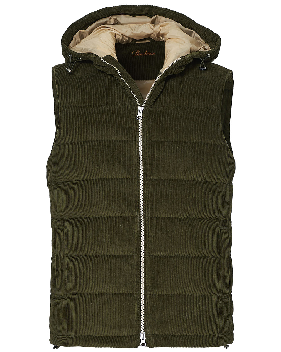 Homme | Manteaux Et Vestes | Stenströms | Padded Corduroy Hood Vest Olive