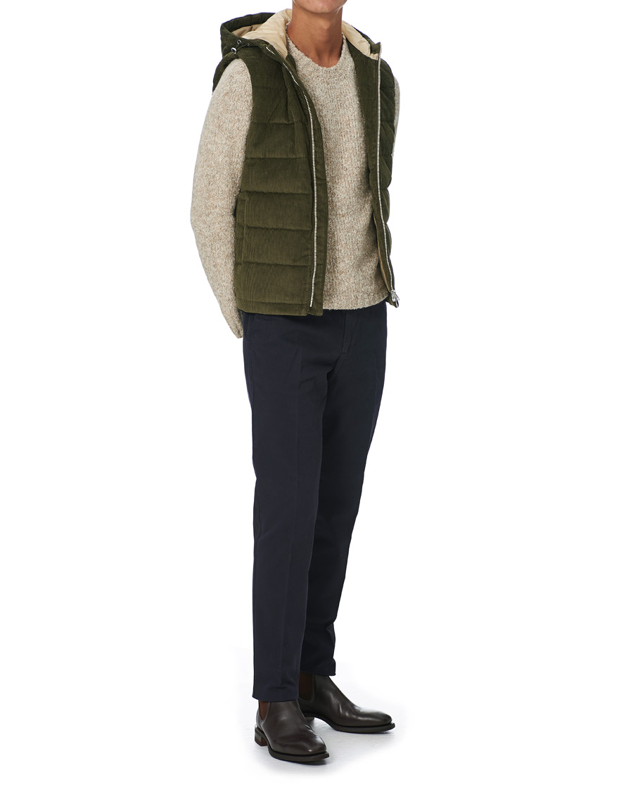 Homme | Manteaux Et Vestes | Stenströms | Padded Corduroy Hood Vest Olive