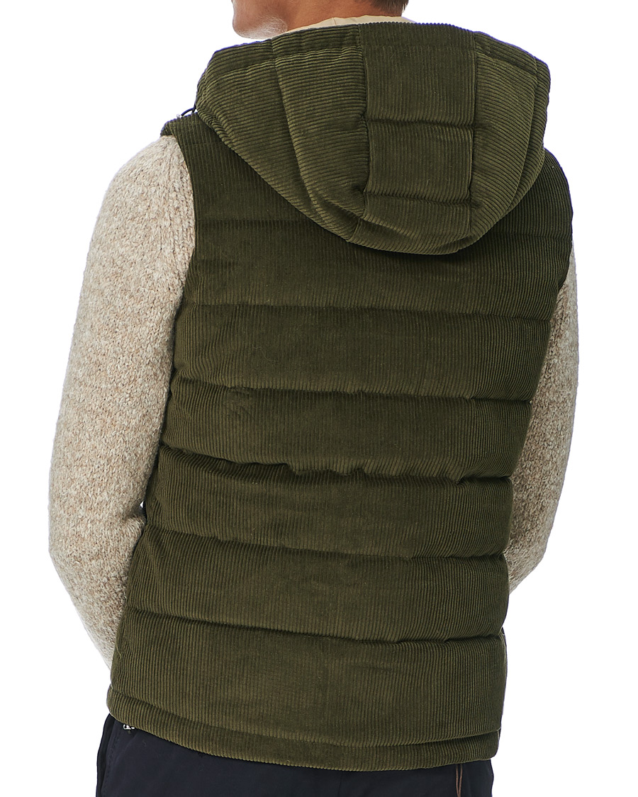 Homme | Manteaux Et Vestes | Stenströms | Padded Corduroy Hood Vest Olive