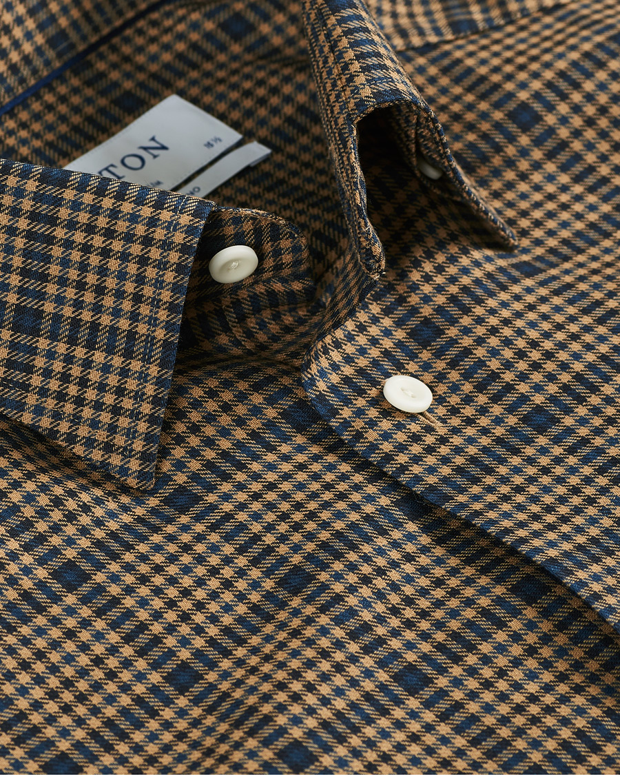 Homme | Chemises | Eton | Slim Fit Big Checked Brushed Merino Shirt Brown