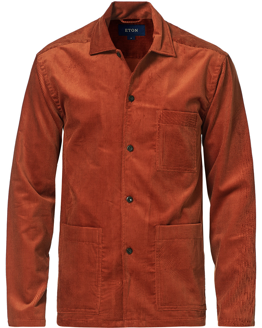 Homme | Chemises | Eton | Cotton Corduroy Overshirt Orange
