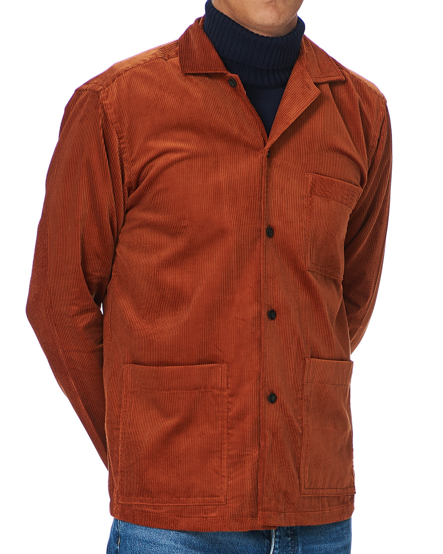 Homme | Chemises | Eton | Cotton Corduroy Overshirt Orange