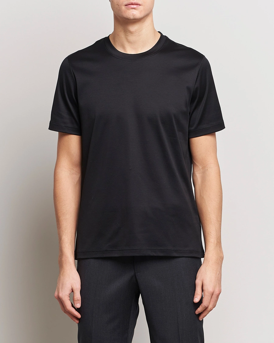 Homme | Eton | Eton | Filo Di Scozia Cotton T-Shirt Black