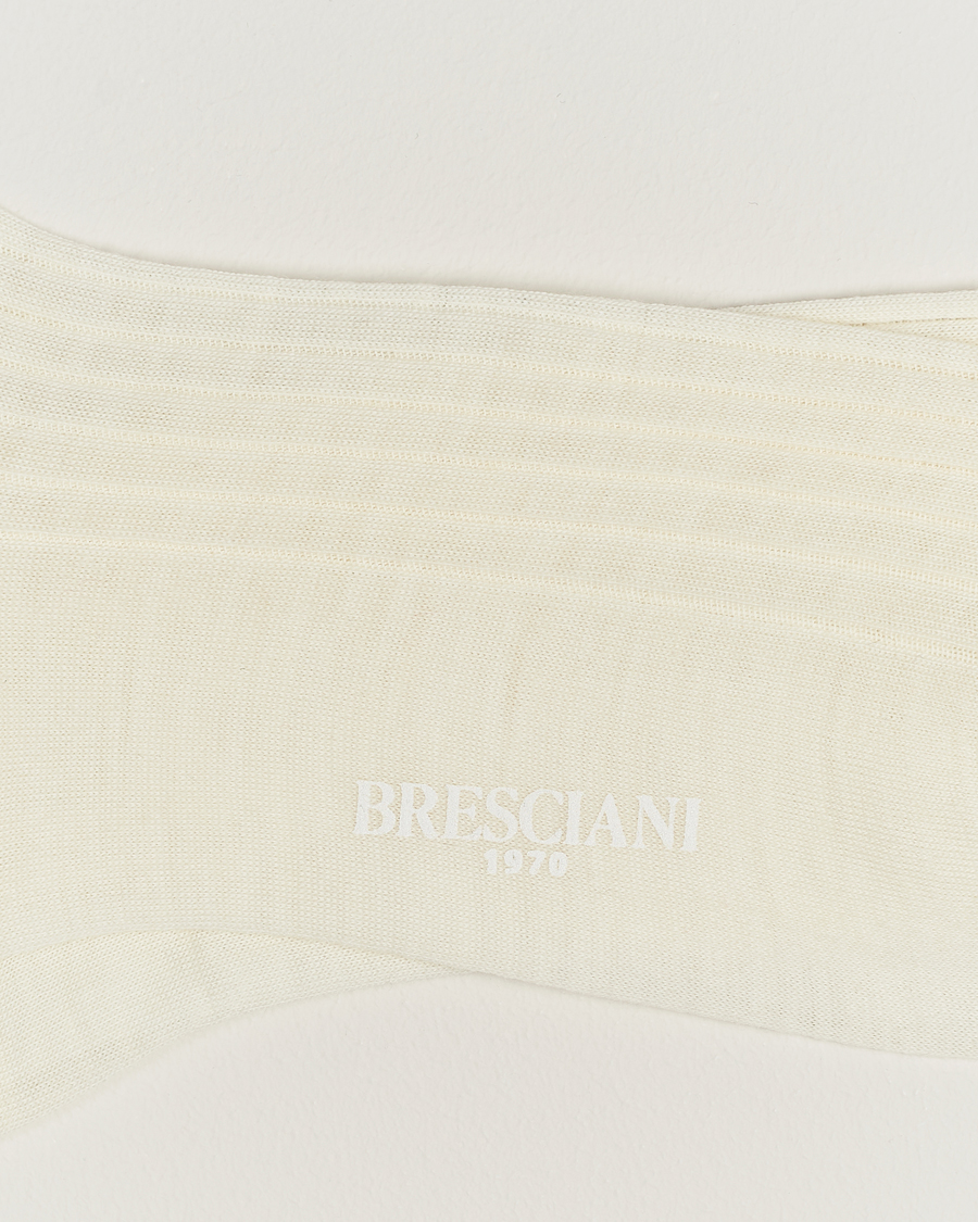 Homme | Chaussettes | Bresciani | Wool/Nylon Ribbed Short Socks White
