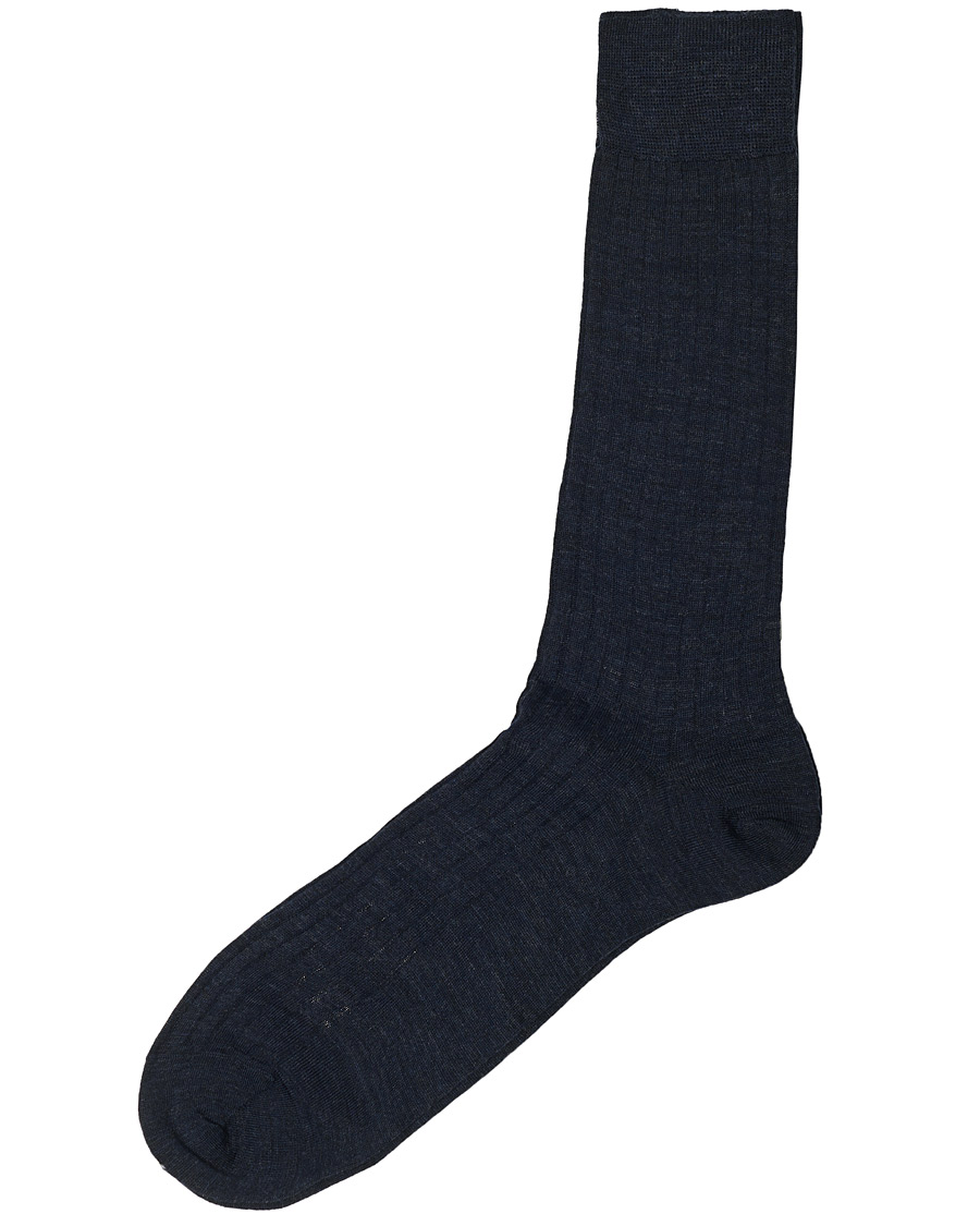 Homme | Sous-Vêtements Et Chaussettes | Bresciani | Wool/Nylon Ribbed Short Socks Blue Melange