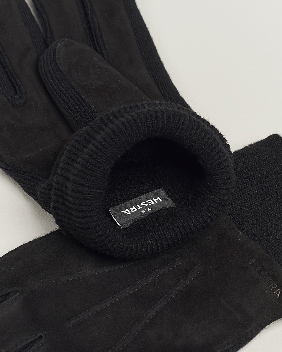 Homme |  | Hestra | Geoffery Suede Wool Tricot Glove Black
