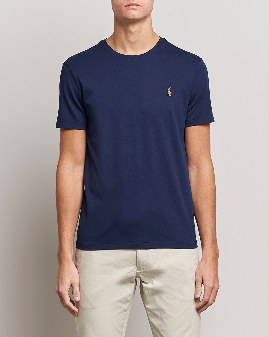Homme | T-shirts À Manches Courtes | Polo Ralph Lauren | Luxury Pima Cotton Crew Neck T-Shirt Refined Navy
