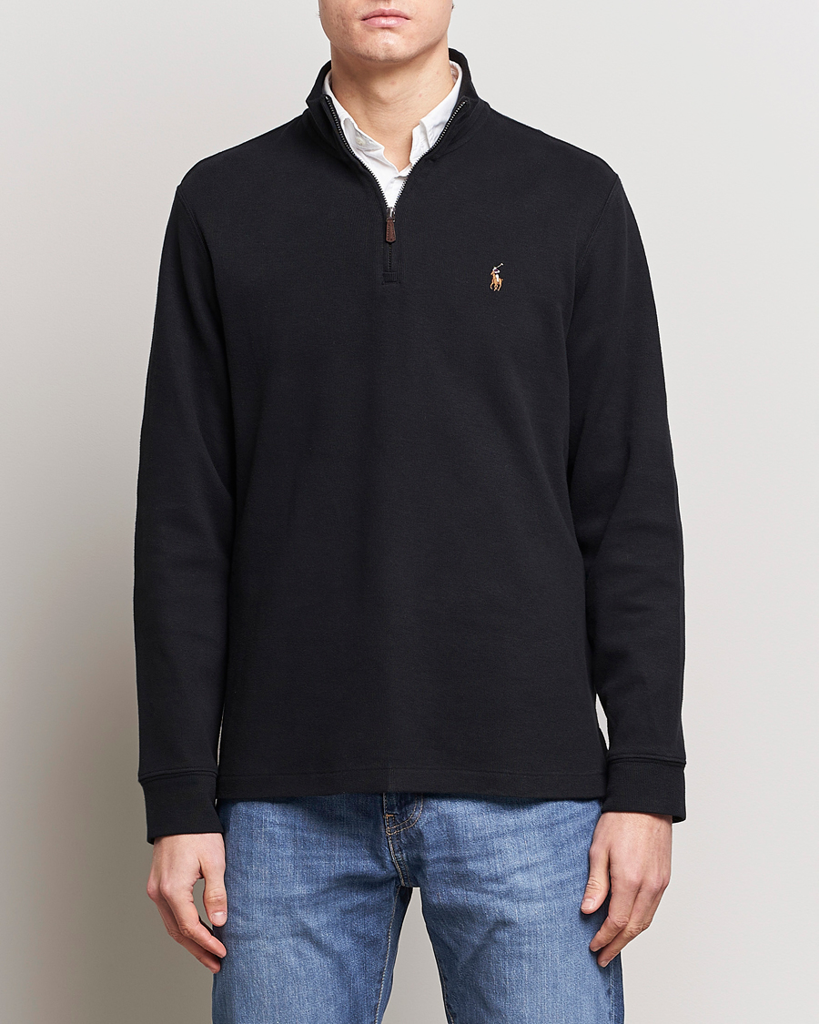 Men | Sale | Polo Ralph Lauren | Double Knit Jaquard Half Zip Sweater Black