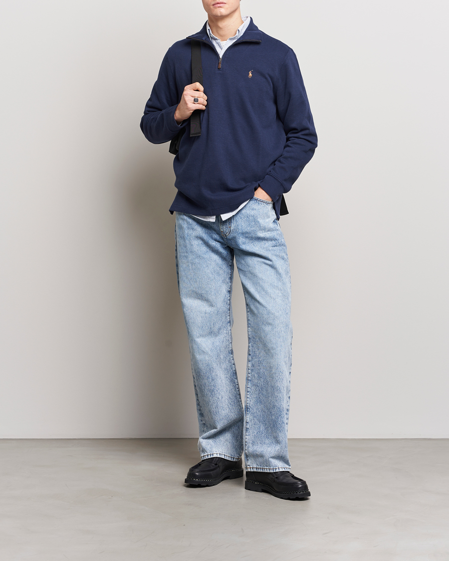 Homme | Pulls Et Tricots | Polo Ralph Lauren | Double Knit Jaquard Half Zip Sweater Cruise Navy