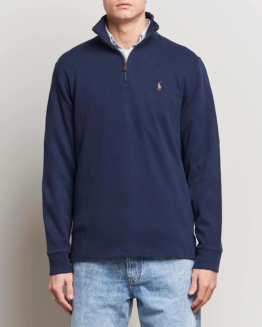 Men | Clothing | Polo Ralph Lauren | Double Knit Jaquard Half Zip Sweater Cruise Navy