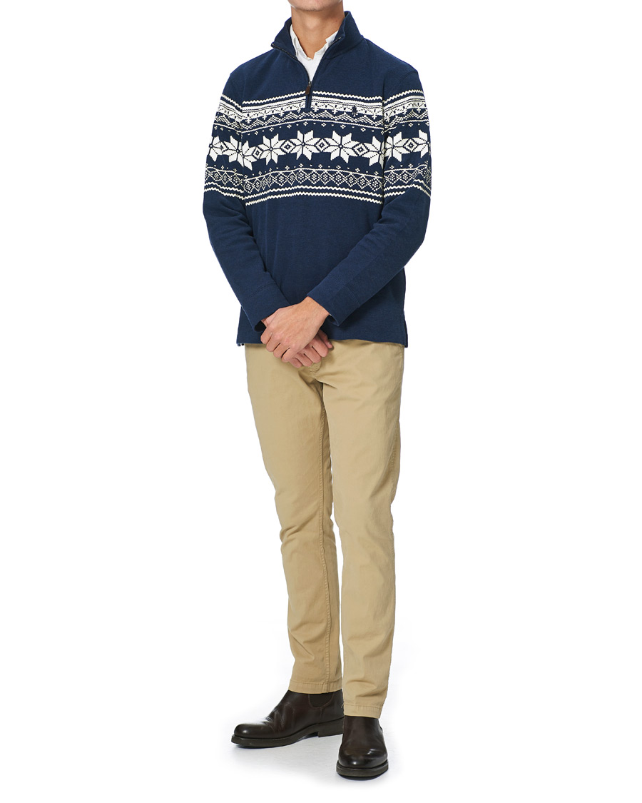 Homme | Pulls Et Tricots | Polo Ralph Lauren | Winter Double Knit Half Zip Sweater Blue Heather