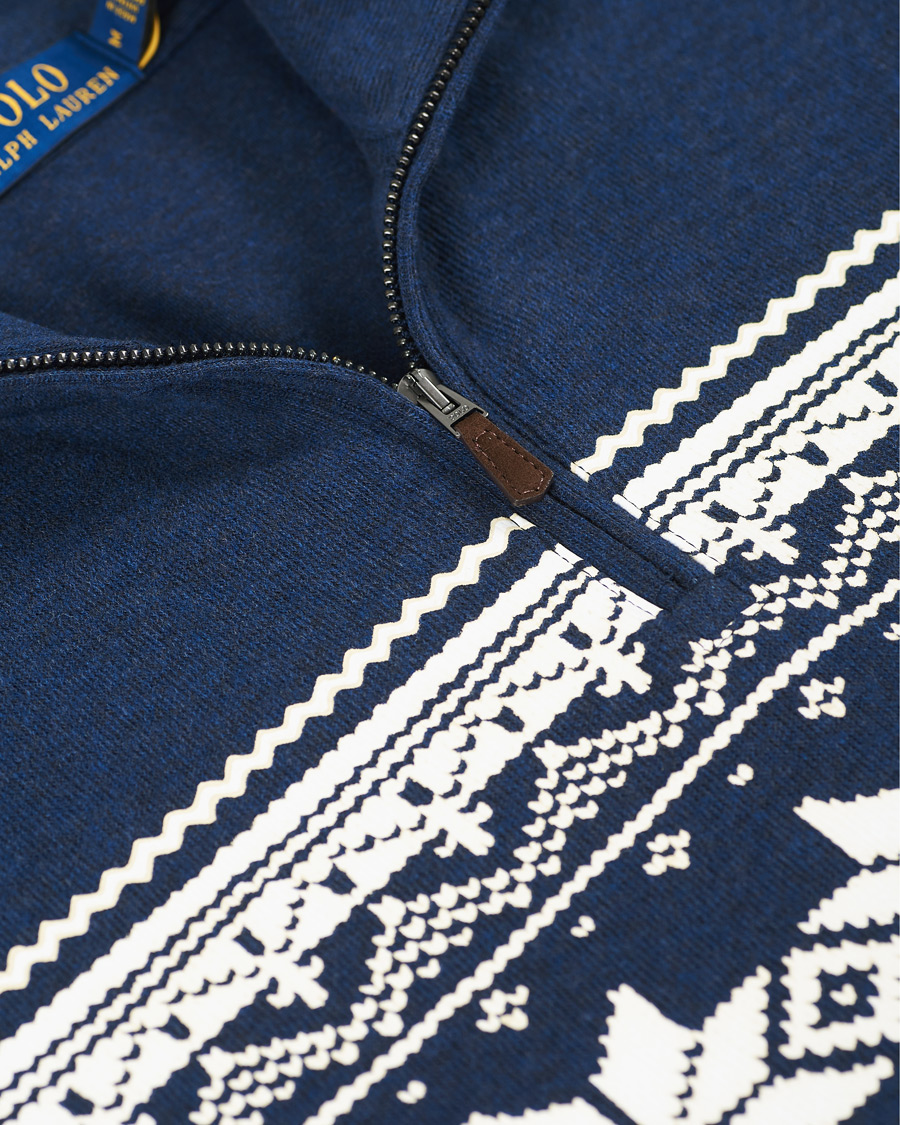 Homme | Pulls Et Tricots | Polo Ralph Lauren | Winter Double Knit Half Zip Sweater Blue Heather