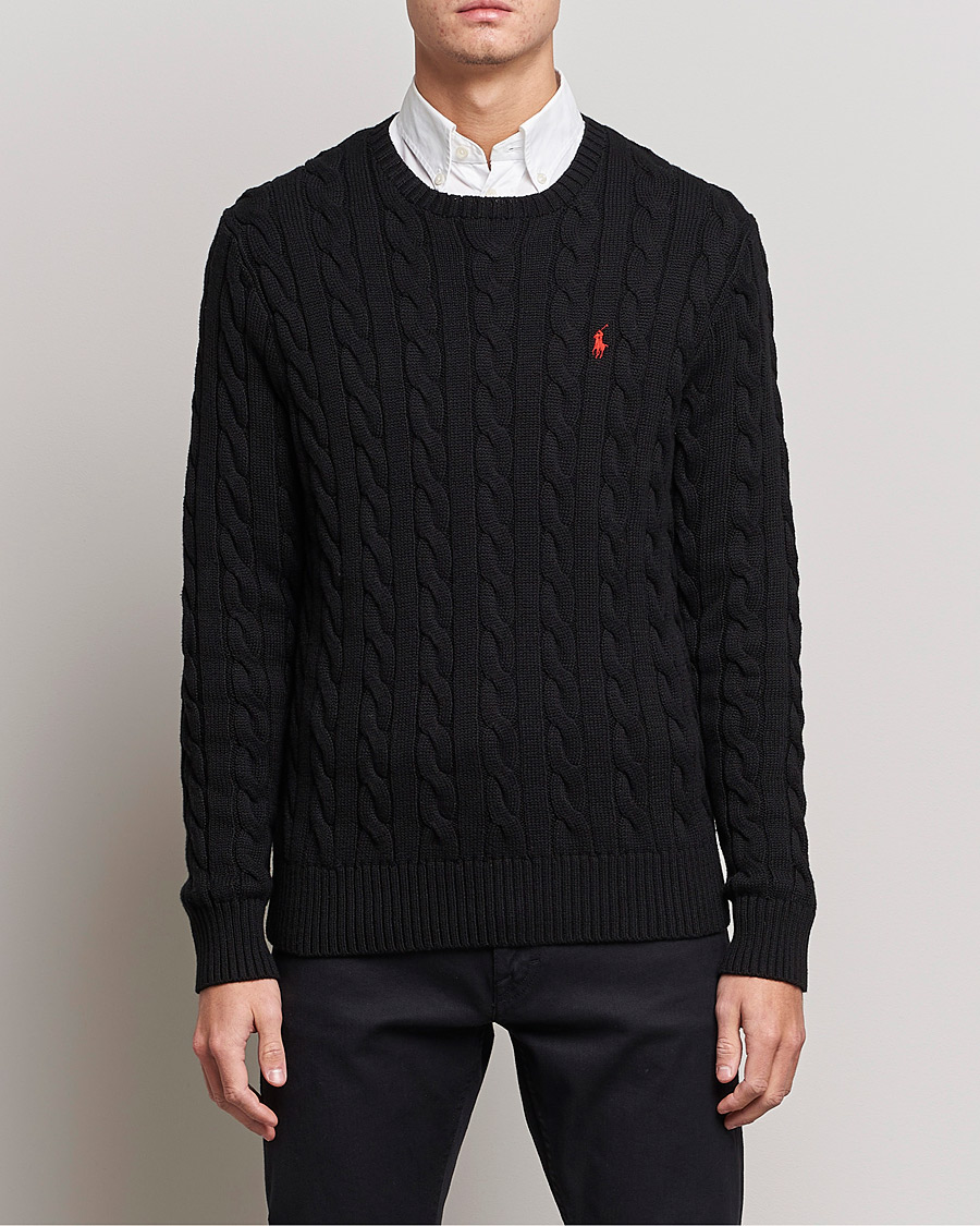 Homme |  | Polo Ralph Lauren | Cotton Cable Pullover Polo Black