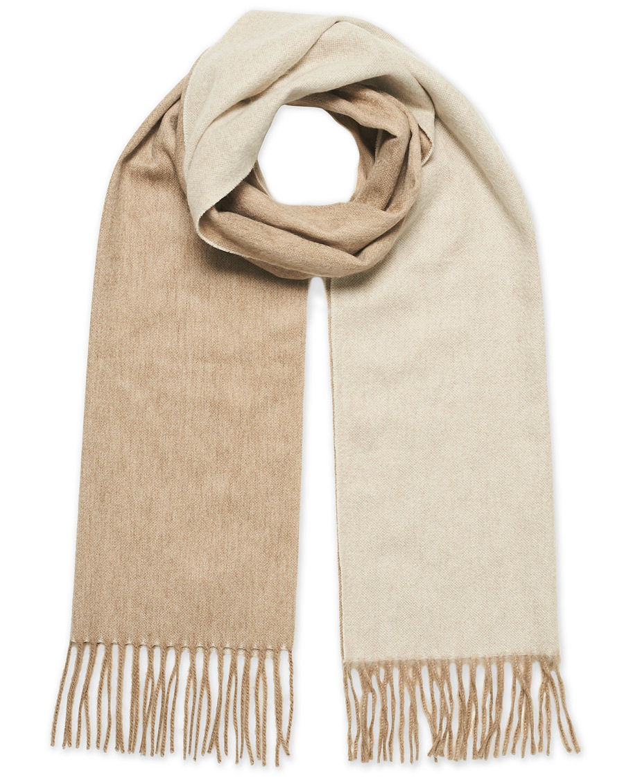 Homme | Begg & Co Arran Reversible Cashmere Scarf Stone/White | Begg & Co | Arran Reversible Cashmere Scarf Stone/White