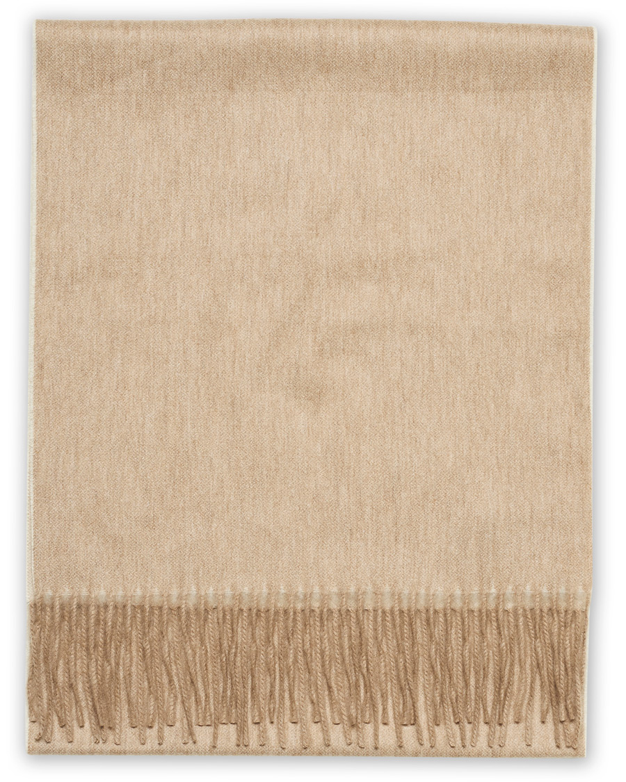 Homme | Begg & Co Arran Reversible Cashmere Scarf Stone/White | Begg & Co | Arran Reversible Cashmere Scarf Stone/White