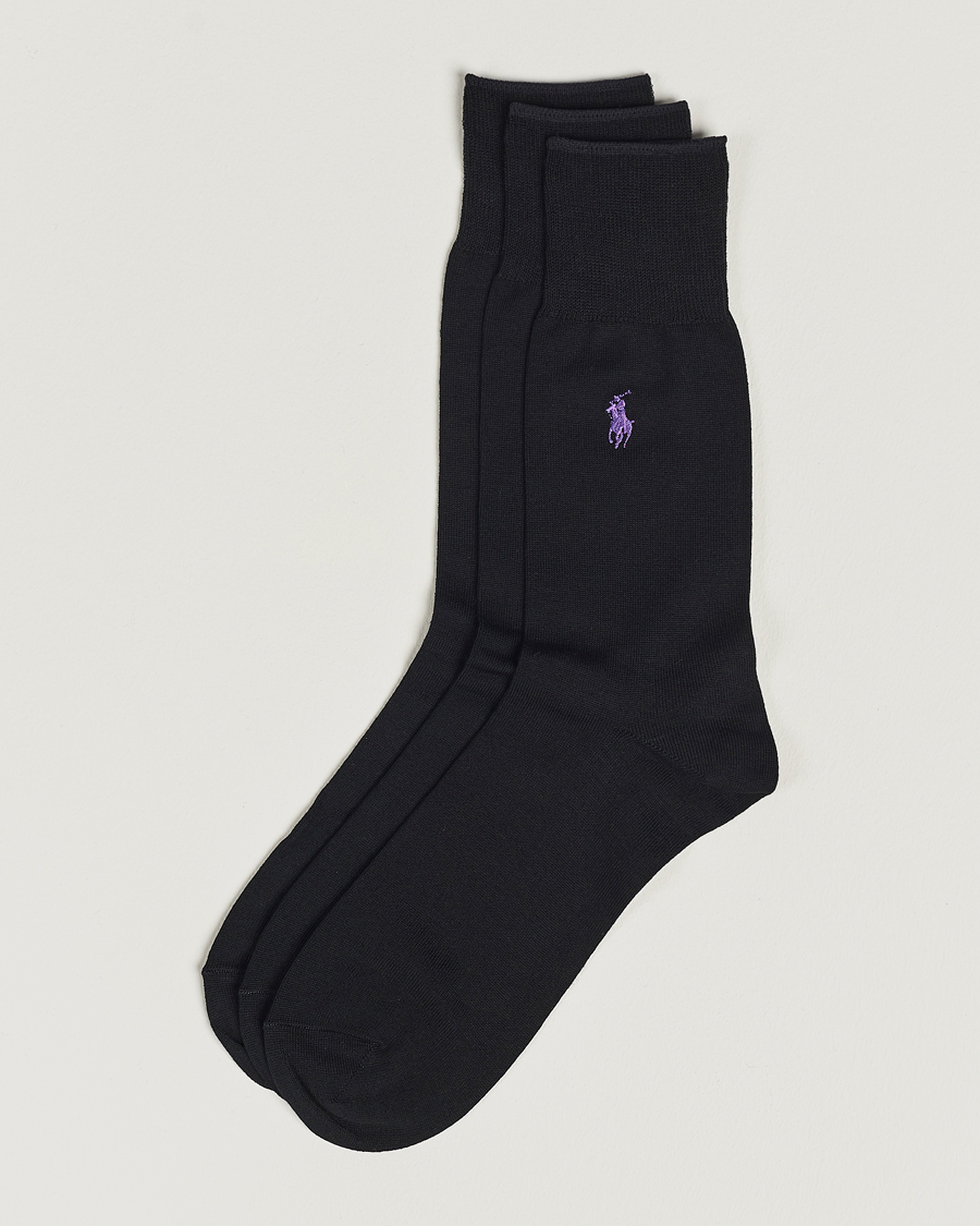 Homme | Sous-Vêtements Et Chaussettes | Polo Ralph Lauren | 3-Pack Mercerized Cotton Socks Black