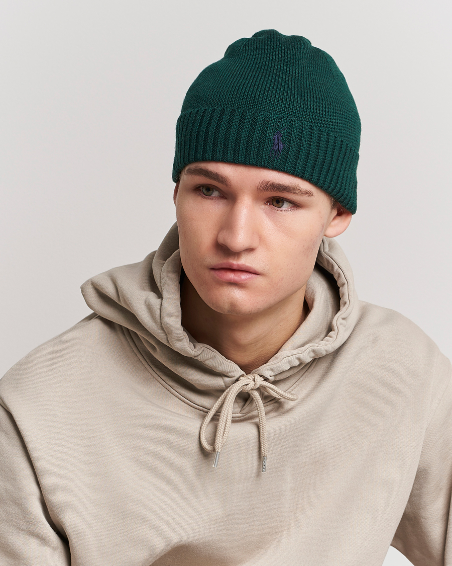 Homme | Polo Ralph Lauren Merino Wool Beanie College Green | Polo Ralph Lauren | Merino Wool Beanie College Green